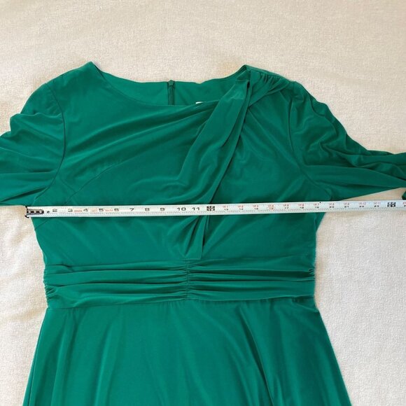 Serengeti Dress Emerald Green Twist Front Shoulder Long Sleeve Size Large Midi - Picture 9 of 13